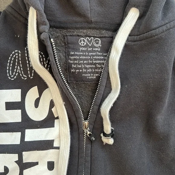 Peace Love World Zip Up Sweatshirt - Picture 4 of 7